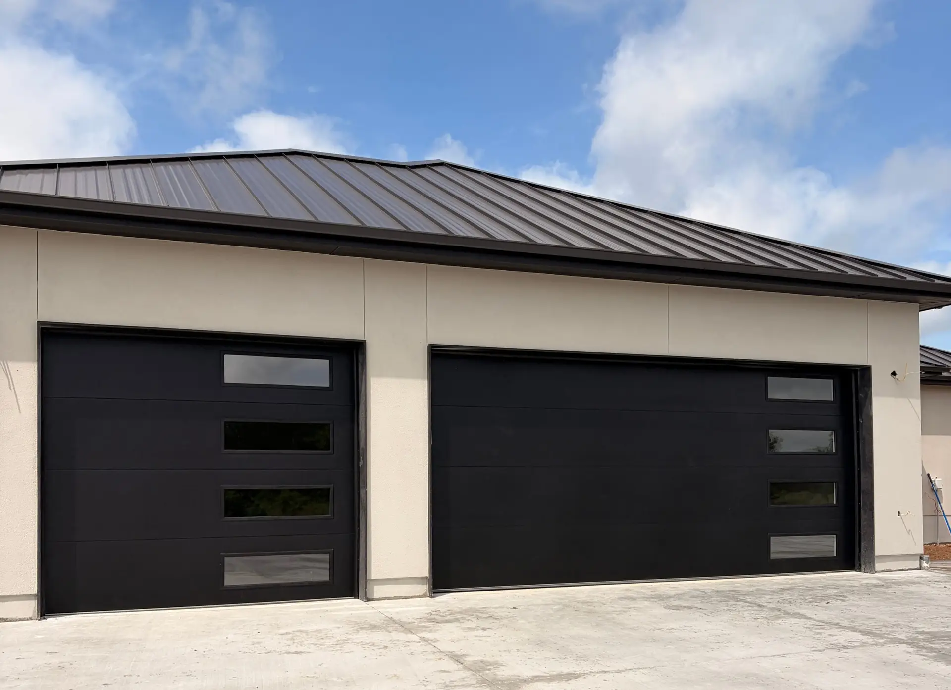Modern black garage doors