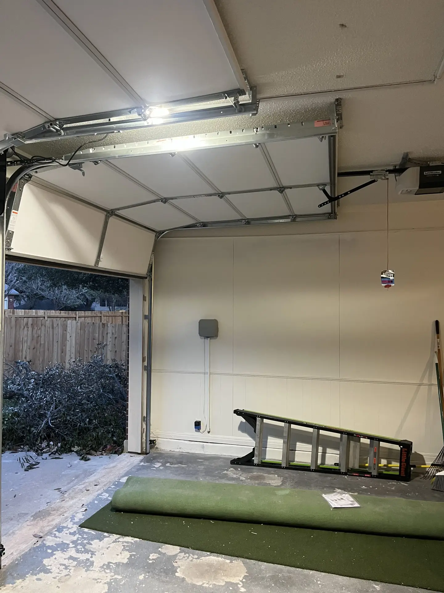 High lift garage door installation
