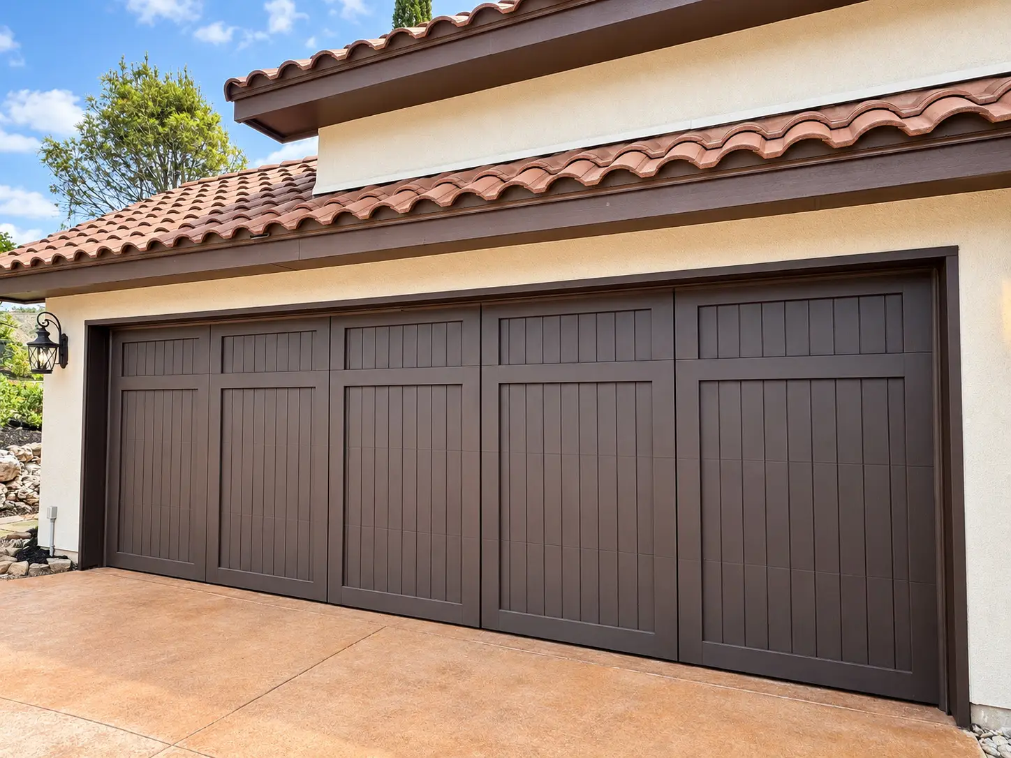 Wood look garage doors